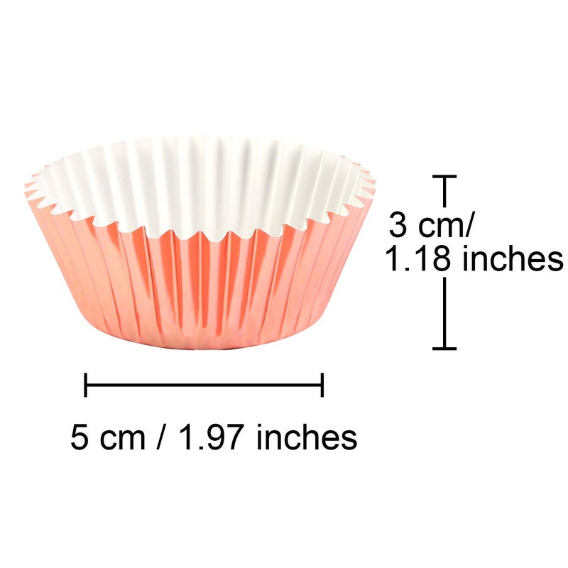 URATOT 100 Pieces Foil Metallic Cupcake Liners Muffin Wrappers Foil Baking Cups Muffin Paper Cases, Rose Gold - Image 2